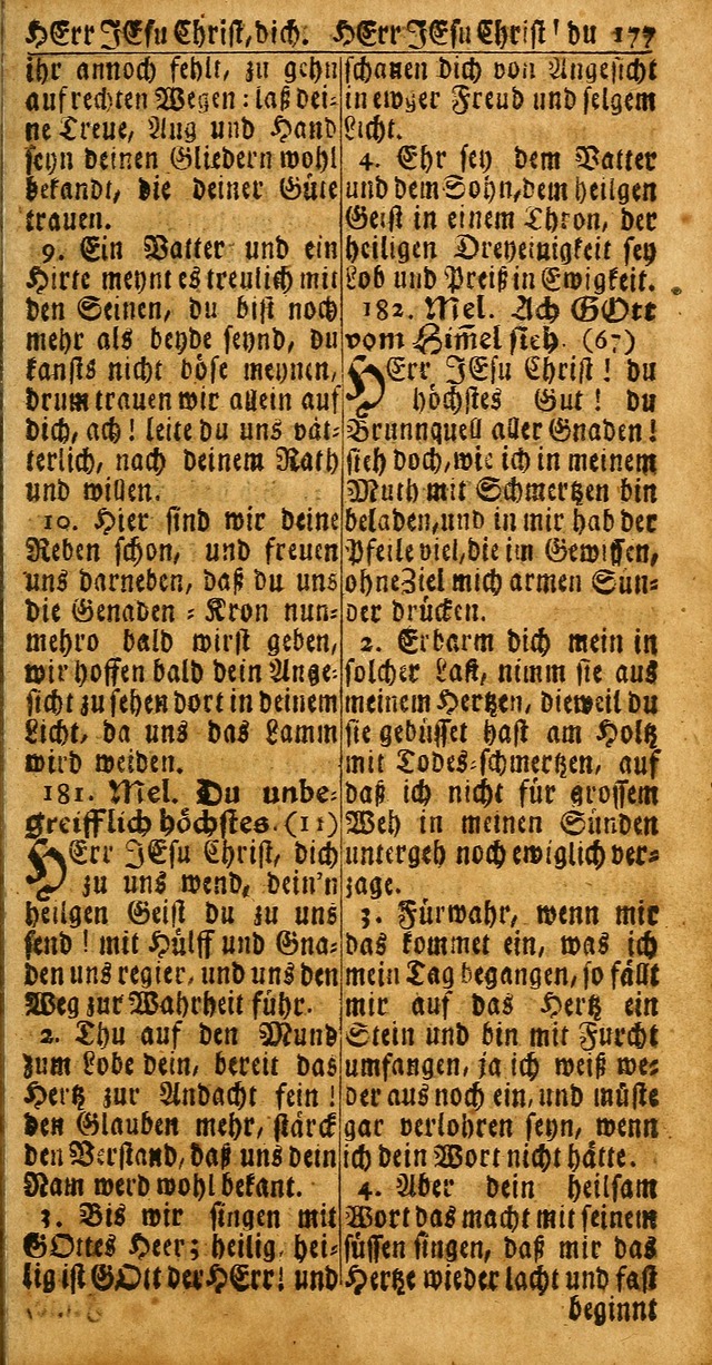 Das Kleine Davidische Psalterspiel der Kinder Zions: von alten und neuen auserlesenen Geistes-Gesängen allen wahren heuls-begierigen säuglingen der weisheit, infonderheit aber denen Gemeinden ... page 177