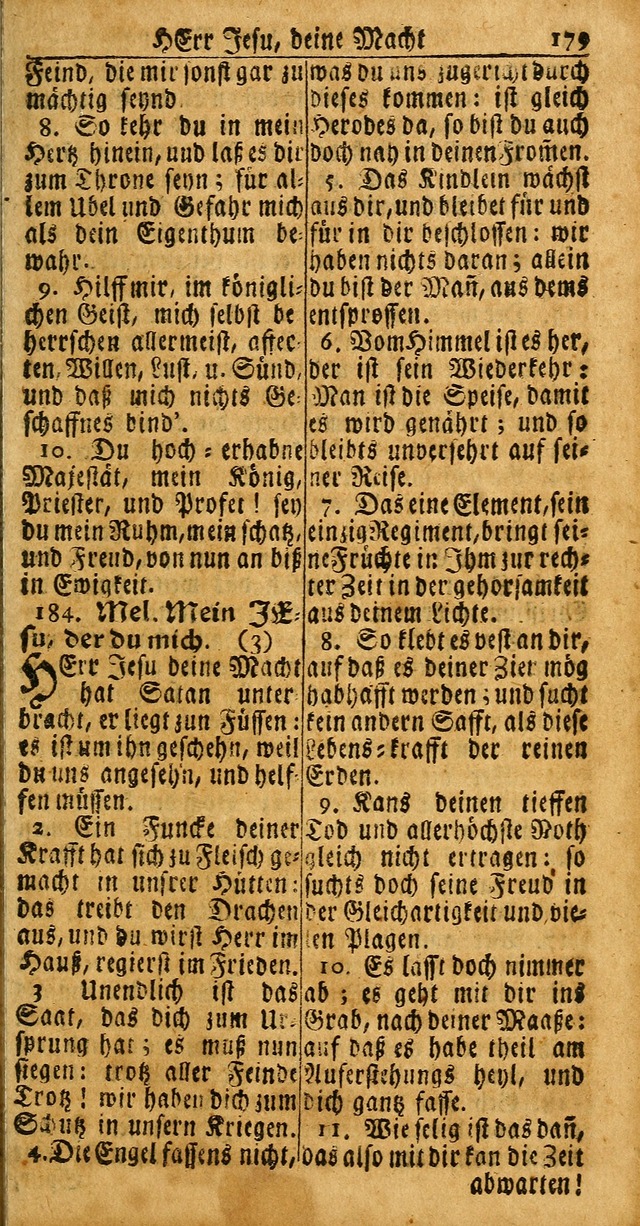 Das Kleine Davidische Psalterspiel der Kinder Zions: von alten und neuen auserlesenen Geistes-Gesängen allen wahren heuls-begierigen säuglingen der weisheit, infonderheit aber denen Gemeinden ... page 179