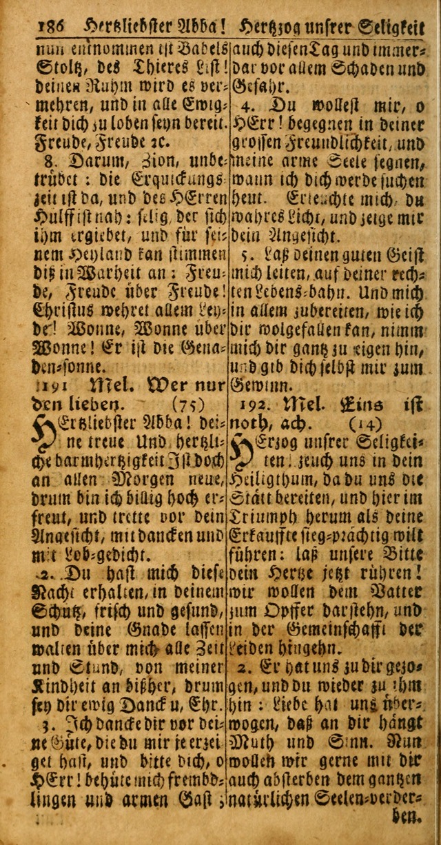 Das Kleine Davidische Psalterspiel der Kinder Zions: von alten und neuen auserlesenen Geistes-Gesängen allen wahren heuls-begierigen säuglingen der weisheit, infonderheit aber denen Gemeinden ... page 186