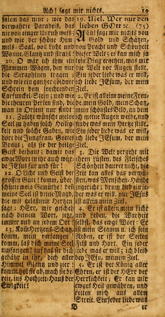 Das Kleine Davidische Psalterspiel der Kinder Zions: von alten und neuen auserlesenen Geistes-Gesängen allen wahren heuls-begierigen säuglingen der weisheit, infonderheit aber denen Gemeinden ... page 19