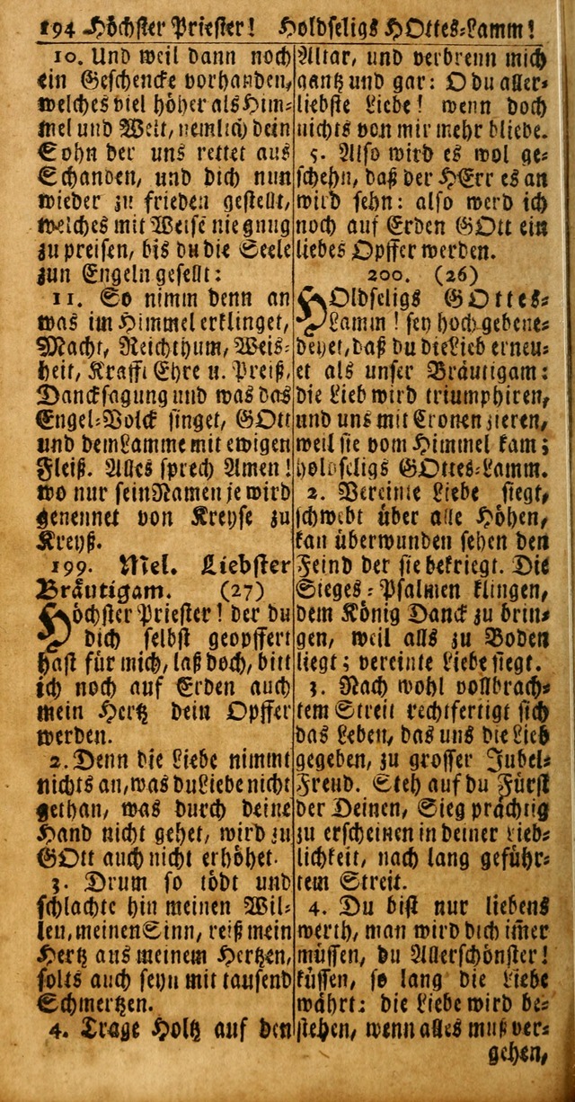 Das Kleine Davidische Psalterspiel der Kinder Zions: von alten und neuen auserlesenen Geistes-Gesängen allen wahren heuls-begierigen säuglingen der weisheit, infonderheit aber denen Gemeinden ... page 194