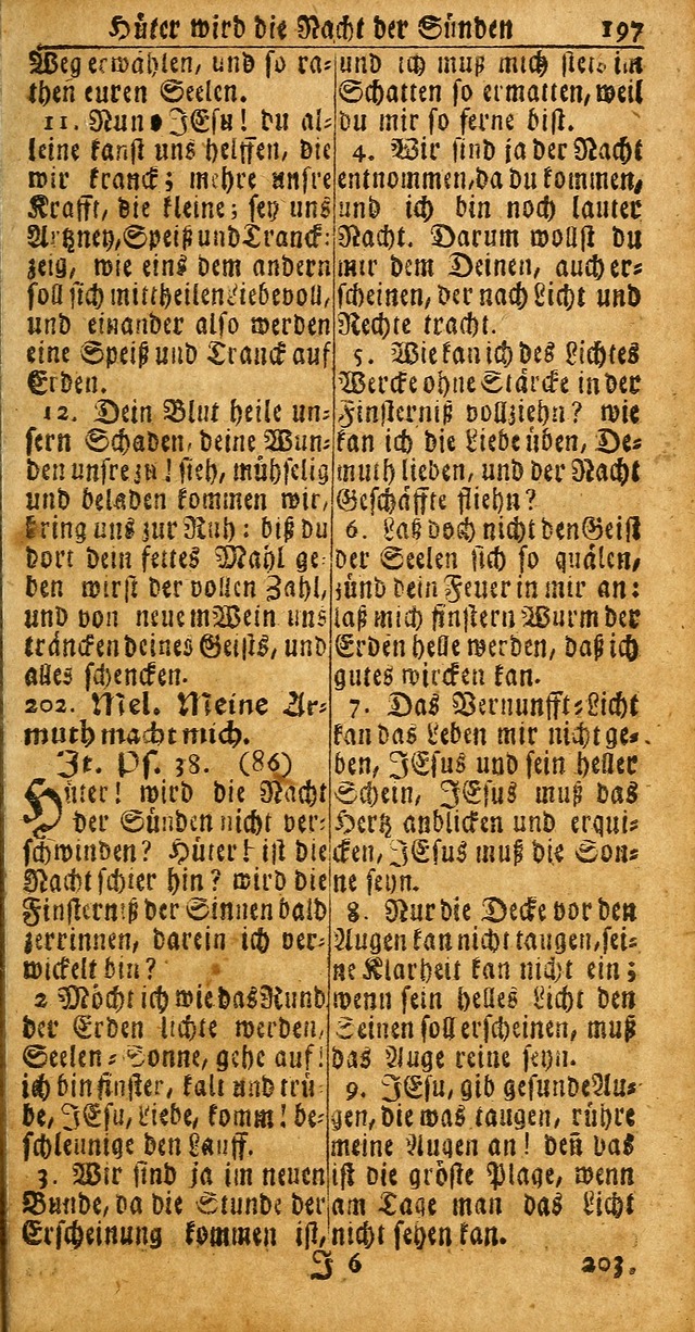 Das Kleine Davidische Psalterspiel der Kinder Zions: von alten und neuen auserlesenen Geistes-Gesängen allen wahren heuls-begierigen säuglingen der weisheit, infonderheit aber denen Gemeinden ... page 197