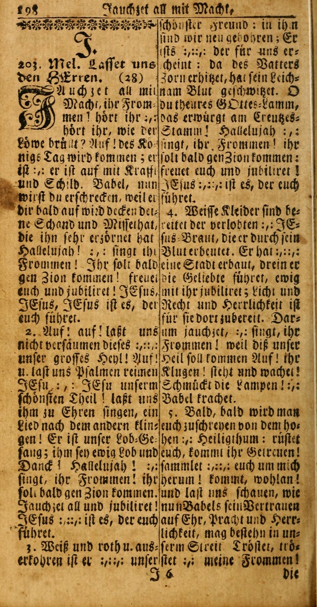 Das Kleine Davidische Psalterspiel der Kinder Zions: von alten und neuen auserlesenen Geistes-Gesängen allen wahren heuls-begierigen säuglingen der weisheit, infonderheit aber denen Gemeinden ... page 198