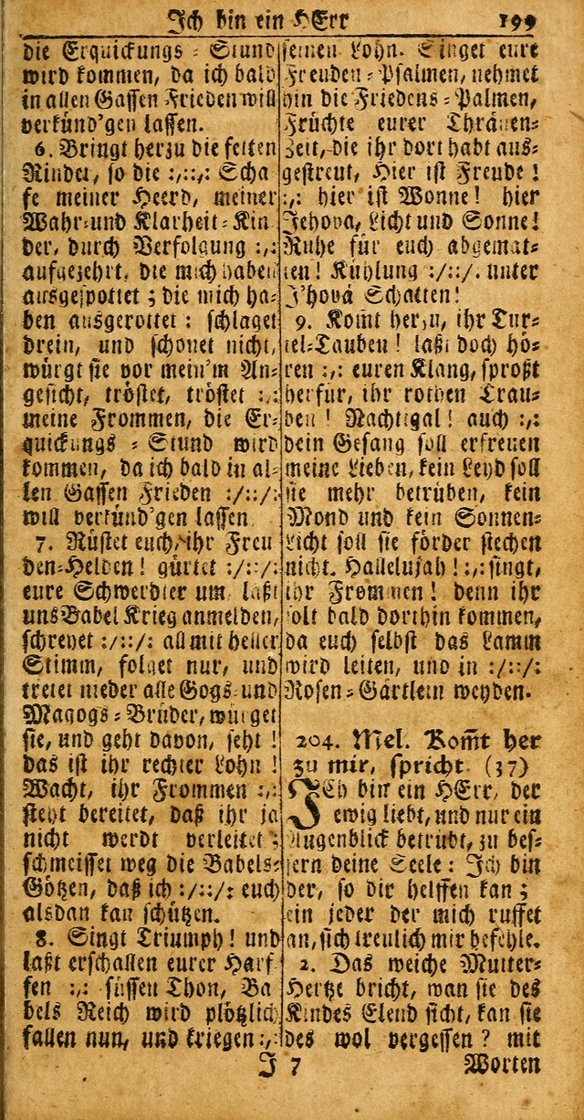 Das Kleine Davidische Psalterspiel der Kinder Zions: von alten und neuen auserlesenen Geistes-Gesängen allen wahren heuls-begierigen säuglingen der weisheit, infonderheit aber denen Gemeinden ... page 199