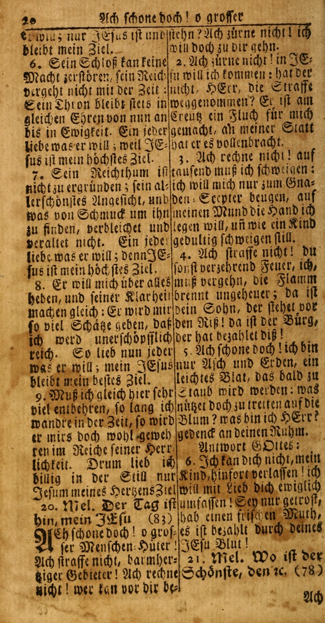 Das Kleine Davidische Psalterspiel der Kinder Zions: von alten und neuen auserlesenen Geistes-Gesängen allen wahren heuls-begierigen säuglingen der weisheit, infonderheit aber denen Gemeinden ... page 20