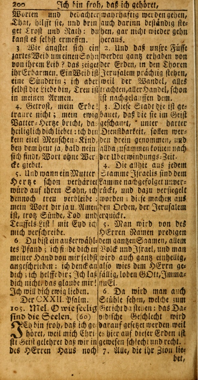 Das Kleine Davidische Psalterspiel der Kinder Zions: von alten und neuen auserlesenen Geistes-Gesängen allen wahren heuls-begierigen säuglingen der weisheit, infonderheit aber denen Gemeinden ... page 200