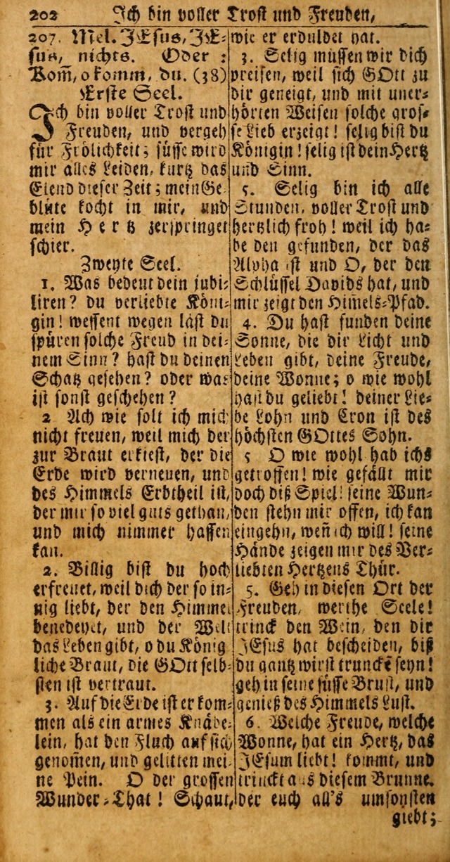 Das Kleine Davidische Psalterspiel der Kinder Zions: von alten und neuen auserlesenen Geistes-Gesängen allen wahren heuls-begierigen säuglingen der weisheit, infonderheit aber denen Gemeinden ... page 202