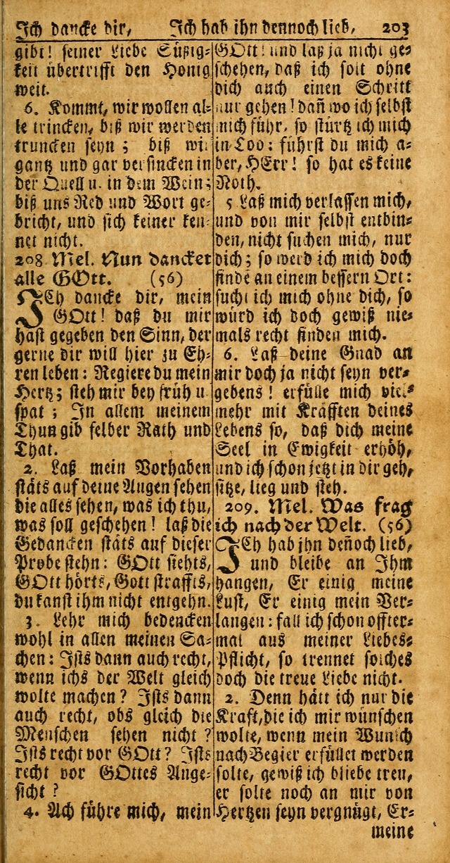 Das Kleine Davidische Psalterspiel der Kinder Zions: von alten und neuen auserlesenen Geistes-Gesängen allen wahren heuls-begierigen säuglingen der weisheit, infonderheit aber denen Gemeinden ... page 203