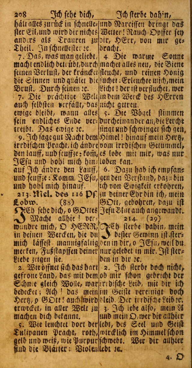 Das Kleine Davidische Psalterspiel der Kinder Zions: von alten und neuen auserlesenen Geistes-Gesängen allen wahren heuls-begierigen säuglingen der weisheit, infonderheit aber denen Gemeinden ... page 208