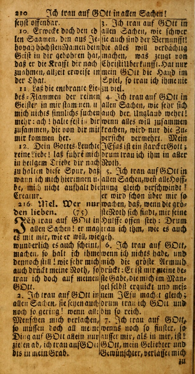 Das Kleine Davidische Psalterspiel der Kinder Zions: von alten und neuen auserlesenen Geistes-Gesängen allen wahren heuls-begierigen säuglingen der weisheit, infonderheit aber denen Gemeinden ... page 210