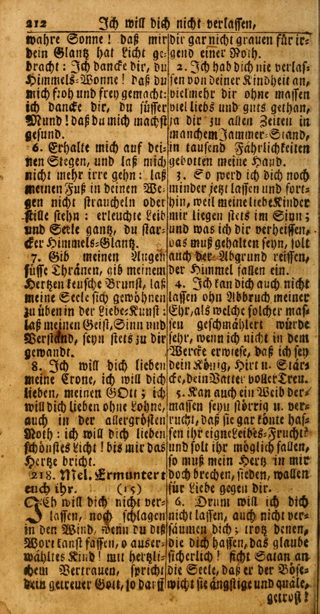 Das Kleine Davidische Psalterspiel der Kinder Zions: von alten und neuen auserlesenen Geistes-Gesängen allen wahren heuls-begierigen säuglingen der weisheit, infonderheit aber denen Gemeinden ... page 212