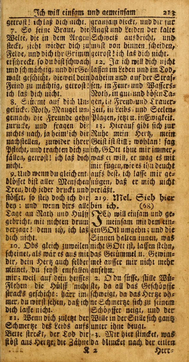 Das Kleine Davidische Psalterspiel der Kinder Zions: von alten und neuen auserlesenen Geistes-Gesängen allen wahren heuls-begierigen säuglingen der weisheit, infonderheit aber denen Gemeinden ... page 213