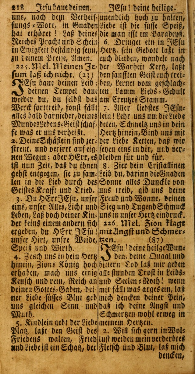 Das Kleine Davidische Psalterspiel der Kinder Zions: von alten und neuen auserlesenen Geistes-Gesängen allen wahren heuls-begierigen säuglingen der weisheit, infonderheit aber denen Gemeinden ... page 218