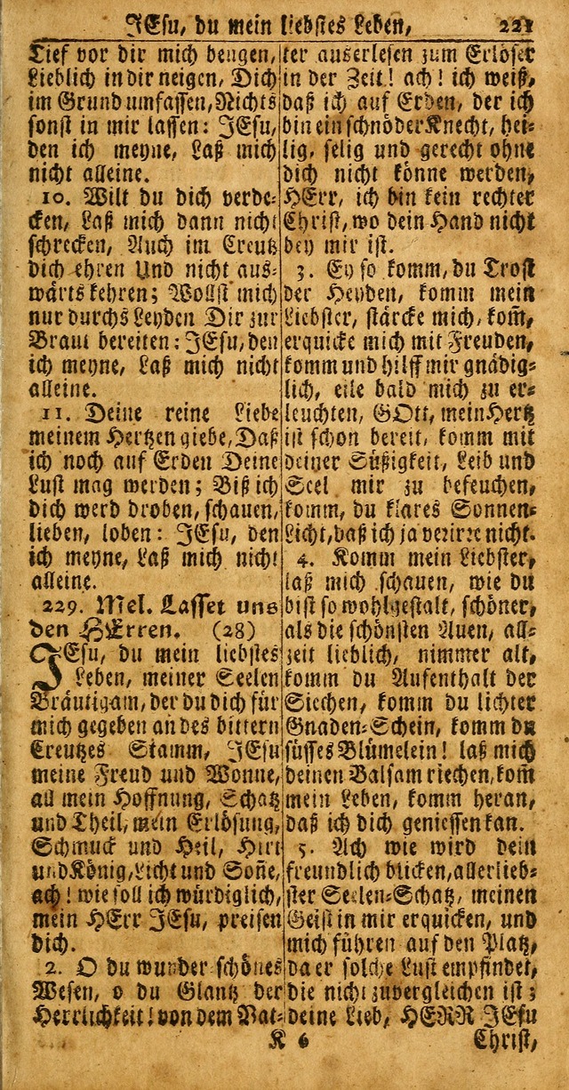 Das Kleine Davidische Psalterspiel der Kinder Zions: von alten und neuen auserlesenen Geistes-Gesängen allen wahren heuls-begierigen säuglingen der weisheit, infonderheit aber denen Gemeinden ... page 221