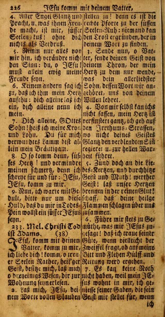 Das Kleine Davidische Psalterspiel der Kinder Zions: von alten und neuen auserlesenen Geistes-Gesängen allen wahren heuls-begierigen säuglingen der weisheit, infonderheit aber denen Gemeinden ... page 226