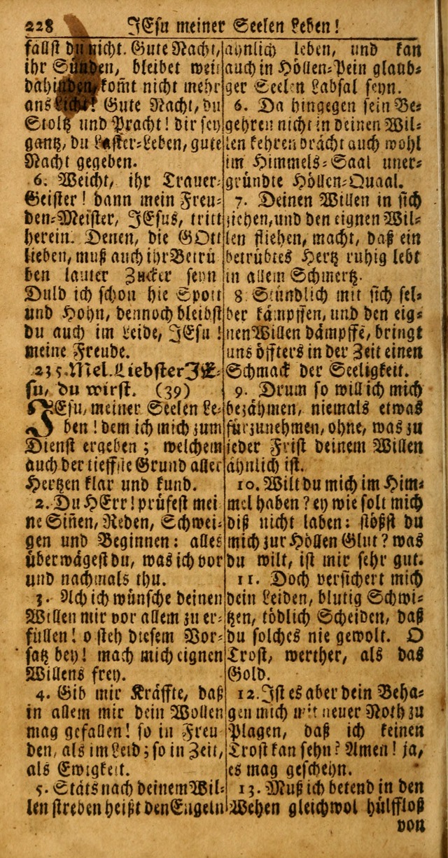 Das Kleine Davidische Psalterspiel der Kinder Zions: von alten und neuen auserlesenen Geistes-Gesängen allen wahren heuls-begierigen säuglingen der weisheit, infonderheit aber denen Gemeinden ... page 228