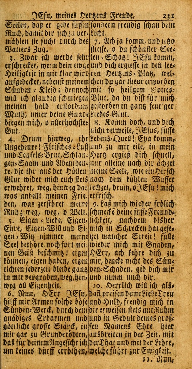 Das Kleine Davidische Psalterspiel der Kinder Zions: von alten und neuen auserlesenen Geistes-Gesängen allen wahren heuls-begierigen säuglingen der weisheit, infonderheit aber denen Gemeinden ... page 231