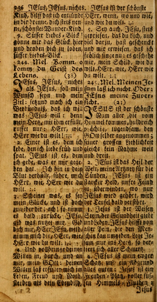 Das Kleine Davidische Psalterspiel der Kinder Zions: von alten und neuen auserlesenen Geistes-Gesängen allen wahren heuls-begierigen säuglingen der weisheit, infonderheit aber denen Gemeinden ... page 236