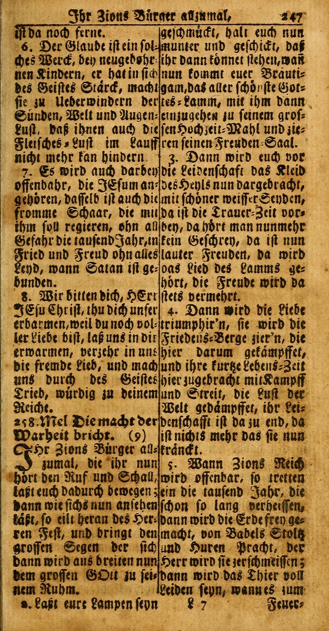 Das Kleine Davidische Psalterspiel der Kinder Zions: von alten und neuen auserlesenen Geistes-Gesängen allen wahren heuls-begierigen säuglingen der weisheit, infonderheit aber denen Gemeinden ... page 247