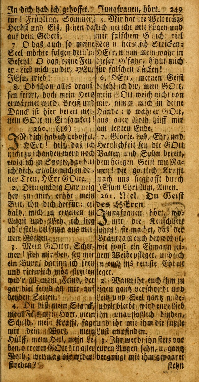 Das Kleine Davidische Psalterspiel der Kinder Zions: von alten und neuen auserlesenen Geistes-Gesängen allen wahren heuls-begierigen säuglingen der weisheit, infonderheit aber denen Gemeinden ... page 249