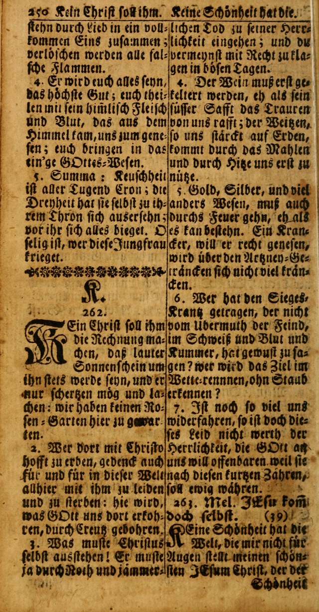 Das Kleine Davidische Psalterspiel der Kinder Zions: von alten und neuen auserlesenen Geistes-Gesängen allen wahren heuls-begierigen säuglingen der weisheit, infonderheit aber denen Gemeinden ... page 250