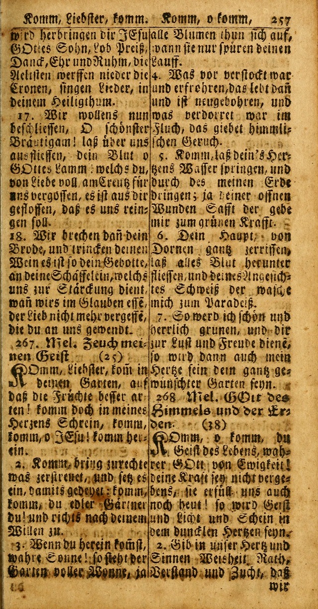 Das Kleine Davidische Psalterspiel der Kinder Zions: von alten und neuen auserlesenen Geistes-Gesängen allen wahren heuls-begierigen säuglingen der weisheit, infonderheit aber denen Gemeinden ... page 257