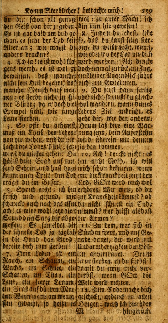 Das Kleine Davidische Psalterspiel der Kinder Zions: von alten und neuen auserlesenen Geistes-Gesängen allen wahren heuls-begierigen säuglingen der weisheit, infonderheit aber denen Gemeinden ... page 259