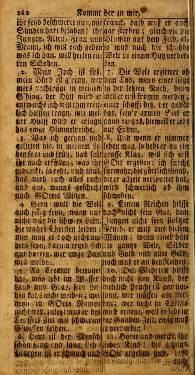 Das Kleine Davidische Psalterspiel der Kinder Zions: von alten und neuen auserlesenen Geistes-Gesängen allen wahren heuls-begierigen säuglingen der weisheit, infonderheit aber denen Gemeinden ... page 262