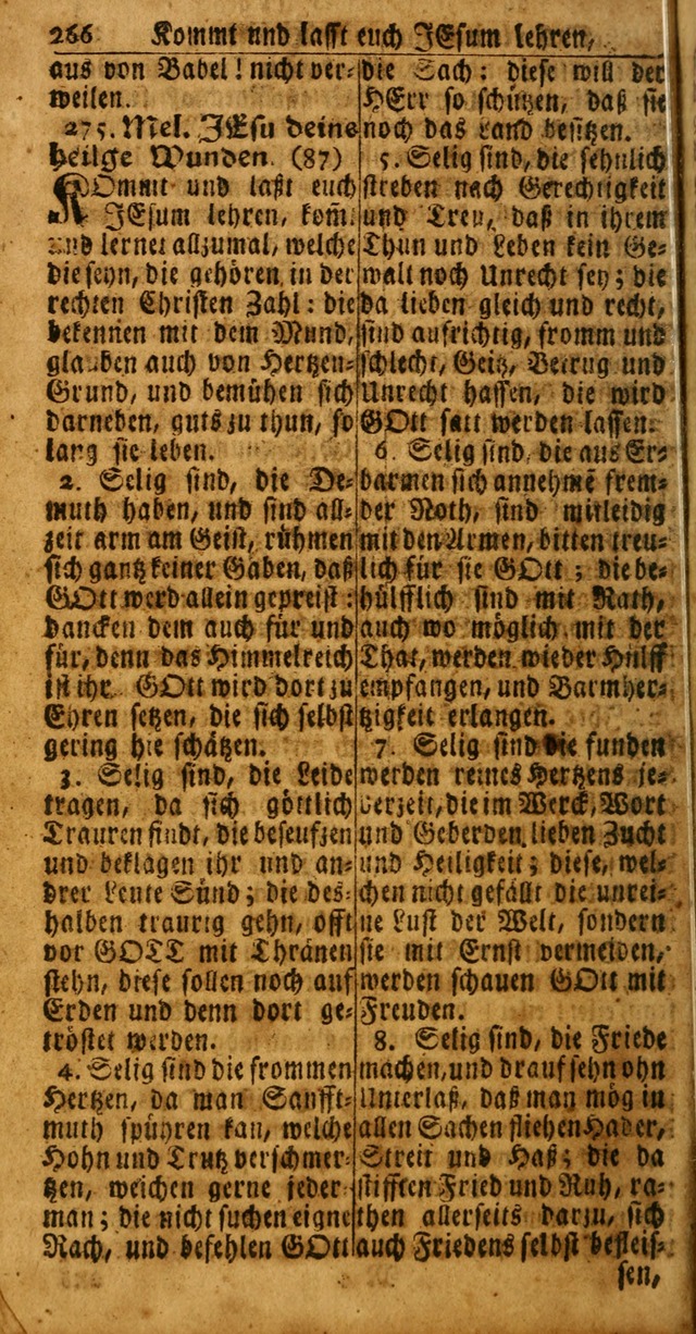 Das Kleine Davidische Psalterspiel der Kinder Zions: von alten und neuen auserlesenen Geistes-Gesängen allen wahren heuls-begierigen säuglingen der weisheit, infonderheit aber denen Gemeinden ... page 266