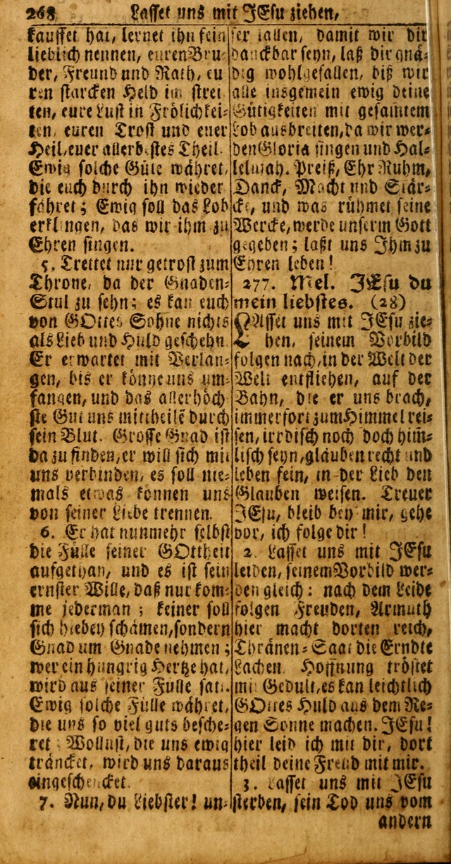 Das Kleine Davidische Psalterspiel der Kinder Zions: von alten und neuen auserlesenen Geistes-Gesängen allen wahren heuls-begierigen säuglingen der weisheit, infonderheit aber denen Gemeinden ... page 268