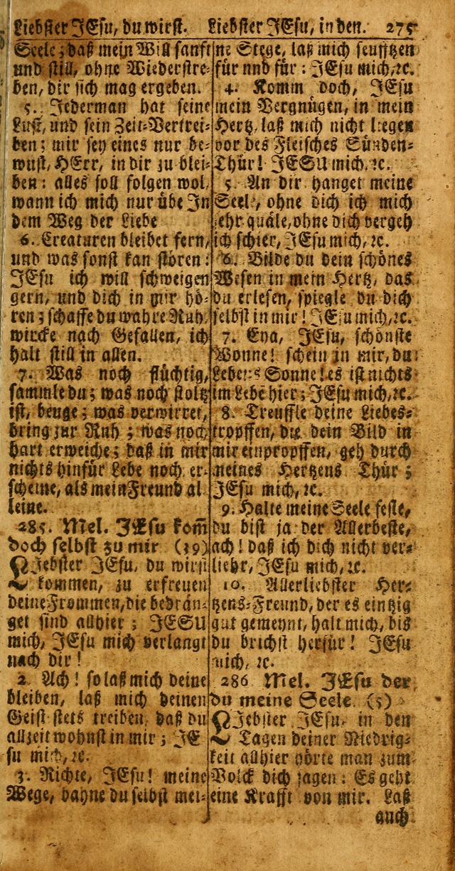 Das Kleine Davidische Psalterspiel der Kinder Zions: von alten und neuen auserlesenen Geistes-Gesängen allen wahren heuls-begierigen säuglingen der weisheit, infonderheit aber denen Gemeinden ... page 275