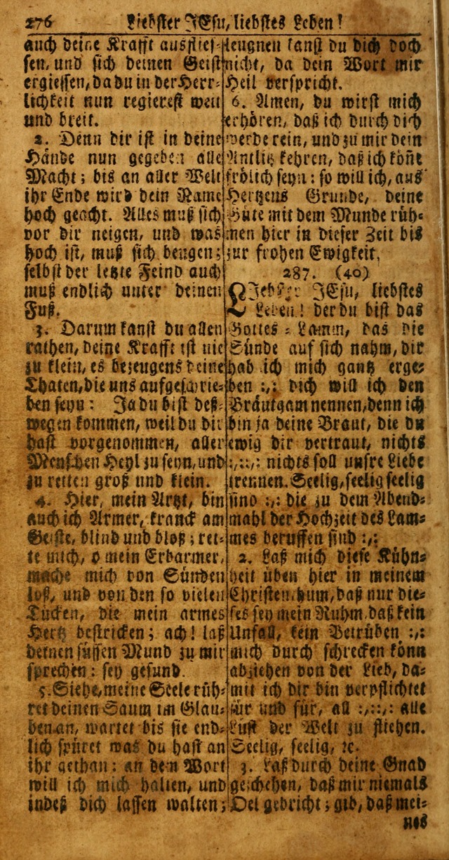 Das Kleine Davidische Psalterspiel der Kinder Zions: von alten und neuen auserlesenen Geistes-Gesängen allen wahren heuls-begierigen säuglingen der weisheit, infonderheit aber denen Gemeinden ... page 276