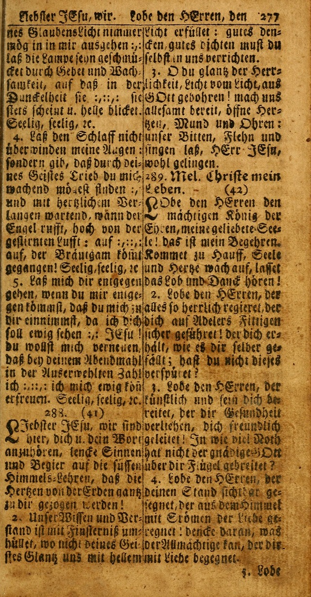 Das Kleine Davidische Psalterspiel der Kinder Zions: von alten und neuen auserlesenen Geistes-Gesängen allen wahren heuls-begierigen säuglingen der weisheit, infonderheit aber denen Gemeinden ... page 277