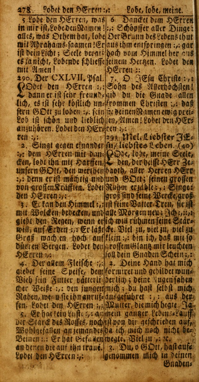 Das Kleine Davidische Psalterspiel der Kinder Zions: von alten und neuen auserlesenen Geistes-Gesängen allen wahren heuls-begierigen säuglingen der weisheit, infonderheit aber denen Gemeinden ... page 278