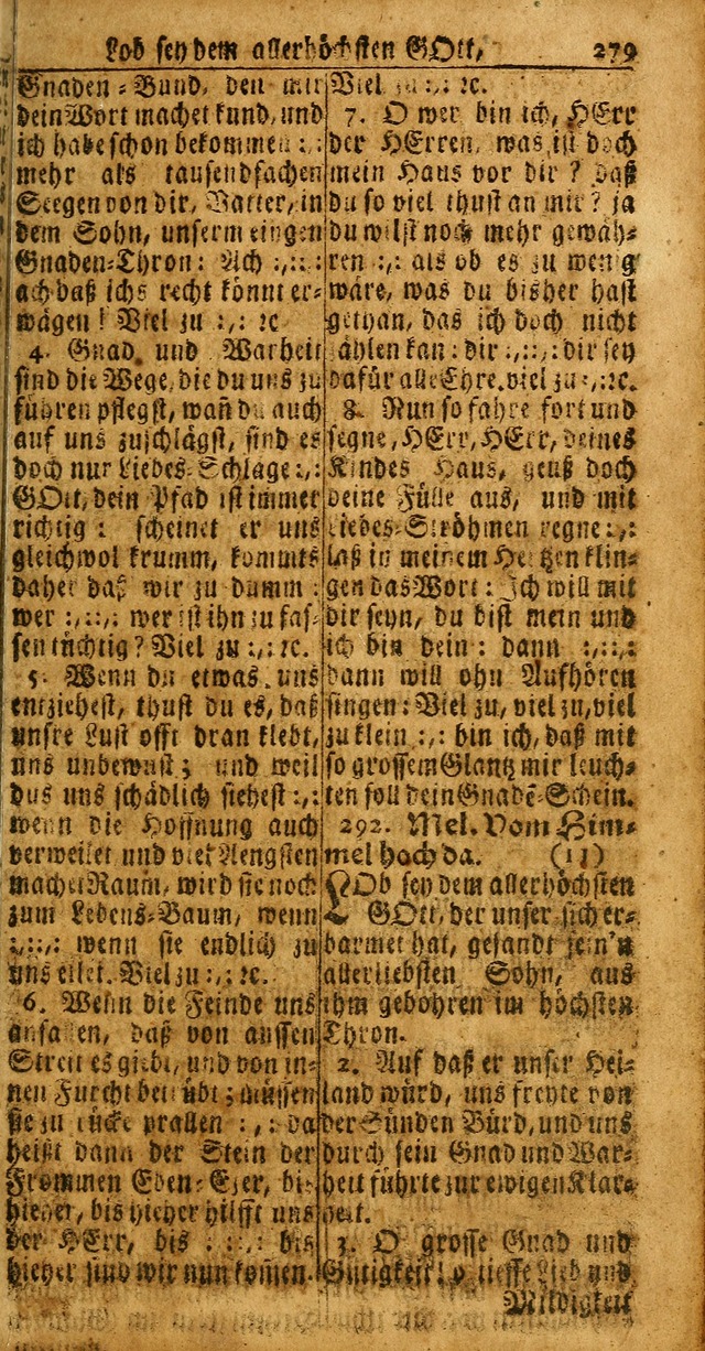 Das Kleine Davidische Psalterspiel der Kinder Zions: von alten und neuen auserlesenen Geistes-Gesängen allen wahren heuls-begierigen säuglingen der weisheit, infonderheit aber denen Gemeinden ... page 279