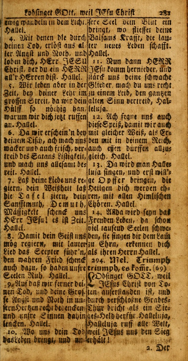 Das Kleine Davidische Psalterspiel der Kinder Zions: von alten und neuen auserlesenen Geistes-Gesängen allen wahren heuls-begierigen säuglingen der weisheit, infonderheit aber denen Gemeinden ... page 281