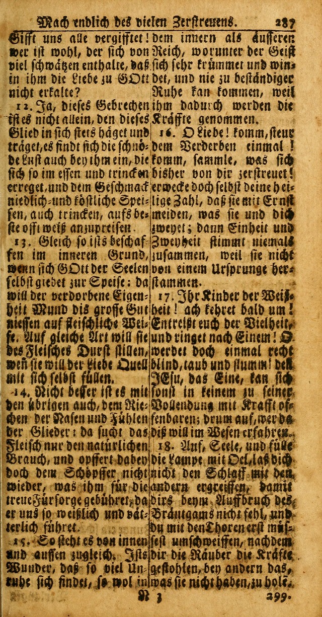 Das Kleine Davidische Psalterspiel der Kinder Zions: von alten und neuen auserlesenen Geistes-Gesängen allen wahren heuls-begierigen säuglingen der weisheit, infonderheit aber denen Gemeinden ... page 287