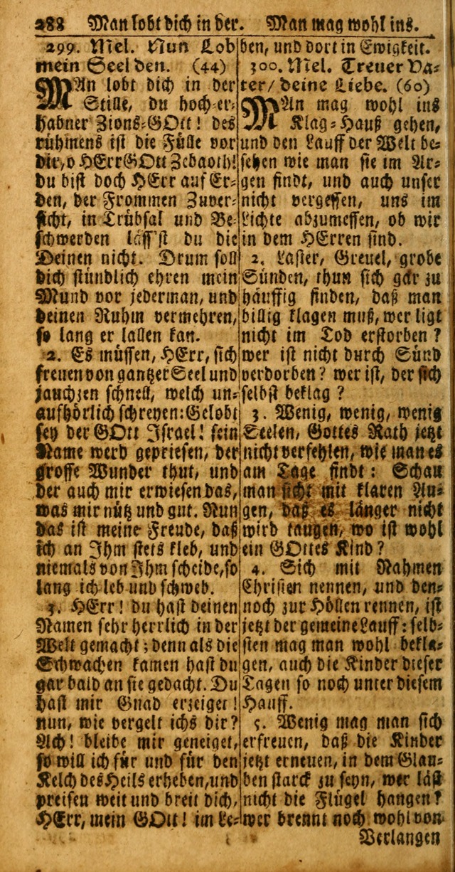 Das Kleine Davidische Psalterspiel der Kinder Zions: von alten und neuen auserlesenen Geistes-Gesängen allen wahren heuls-begierigen säuglingen der weisheit, infonderheit aber denen Gemeinden ... page 288