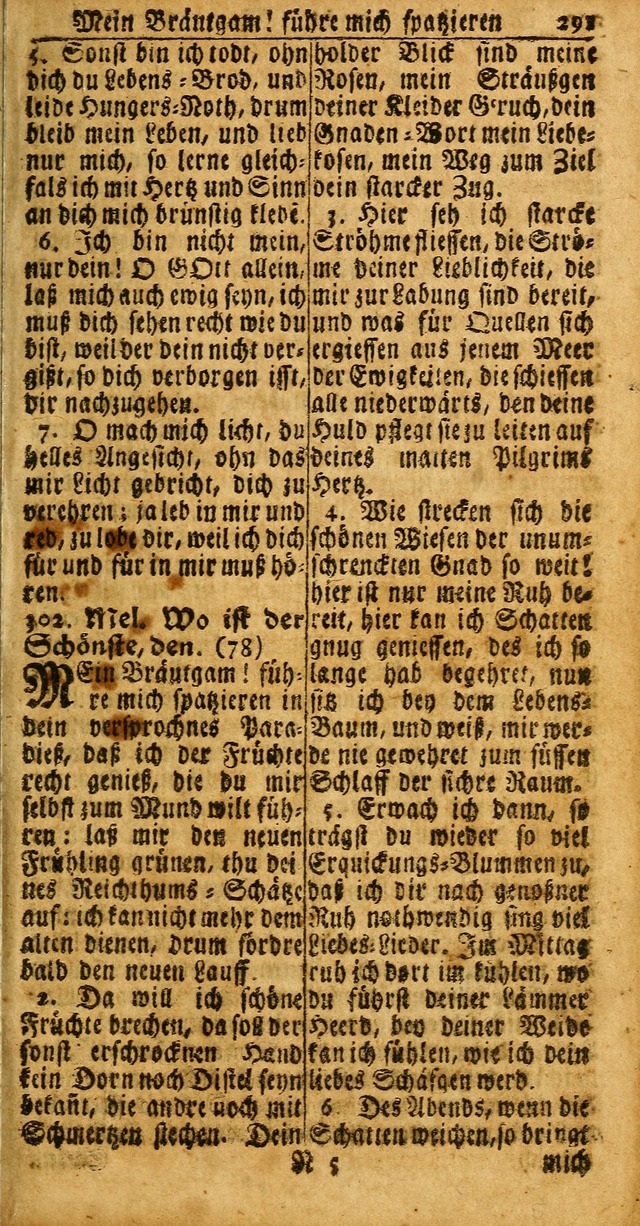 Das Kleine Davidische Psalterspiel der Kinder Zions: von alten und neuen auserlesenen Geistes-Gesängen allen wahren heuls-begierigen säuglingen der weisheit, infonderheit aber denen Gemeinden ... page 291