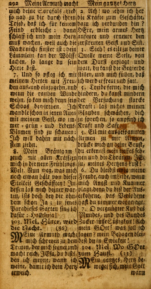 Das Kleine Davidische Psalterspiel der Kinder Zions: von alten und neuen auserlesenen Geistes-Gesängen allen wahren heuls-begierigen säuglingen der weisheit, infonderheit aber denen Gemeinden ... page 292