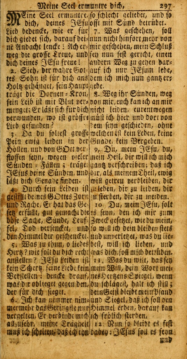 Das Kleine Davidische Psalterspiel der Kinder Zions: von alten und neuen auserlesenen Geistes-Gesängen allen wahren heuls-begierigen säuglingen der weisheit, infonderheit aber denen Gemeinden ... page 297