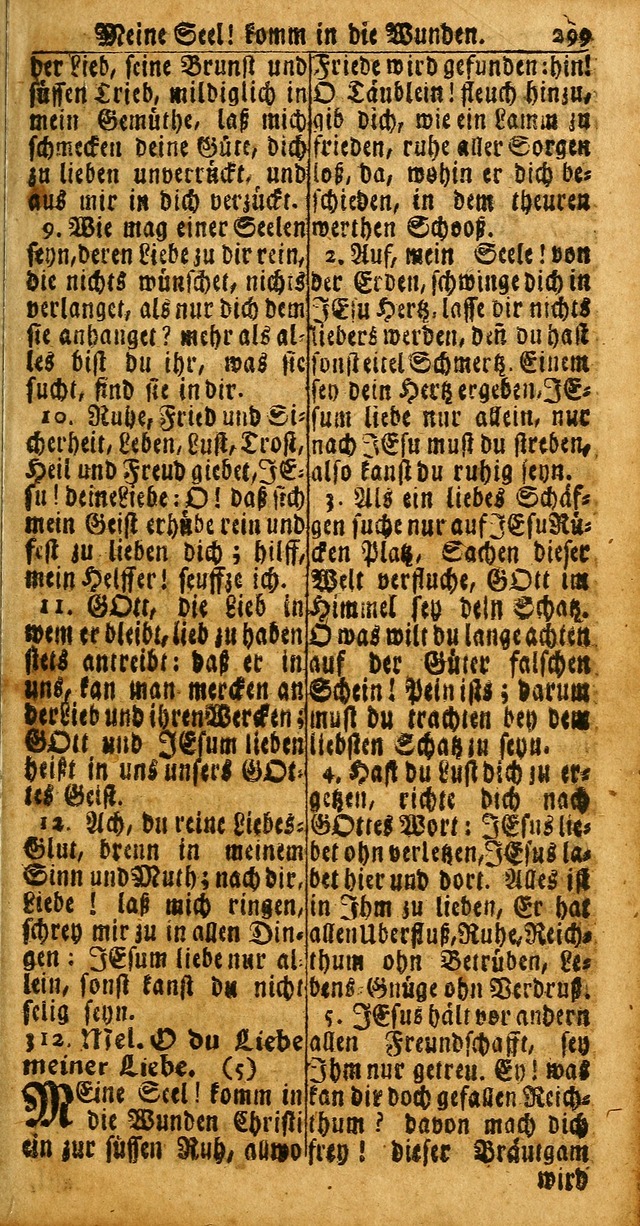 Das Kleine Davidische Psalterspiel der Kinder Zions: von alten und neuen auserlesenen Geistes-Gesängen allen wahren heuls-begierigen säuglingen der weisheit, infonderheit aber denen Gemeinden ... page 299