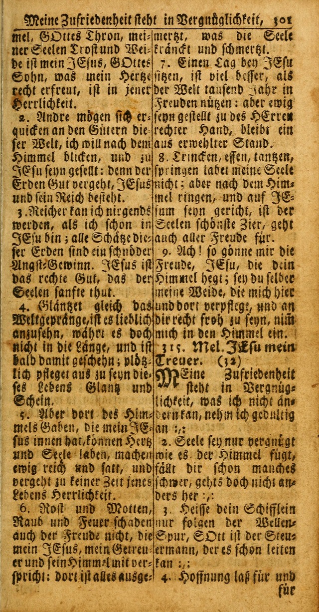 Das Kleine Davidische Psalterspiel der Kinder Zions: von alten und neuen auserlesenen Geistes-Gesängen allen wahren heuls-begierigen säuglingen der weisheit, infonderheit aber denen Gemeinden ... page 301