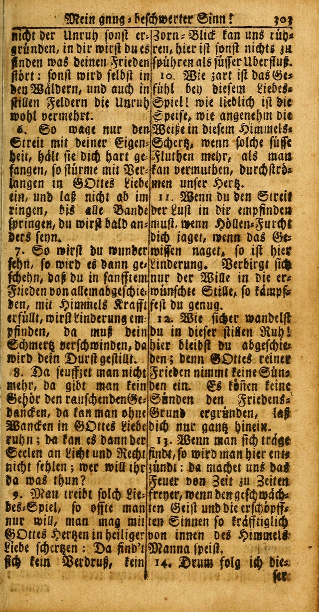 Das Kleine Davidische Psalterspiel der Kinder Zions: von alten und neuen auserlesenen Geistes-Gesängen allen wahren heuls-begierigen säuglingen der weisheit, infonderheit aber denen Gemeinden ... page 303