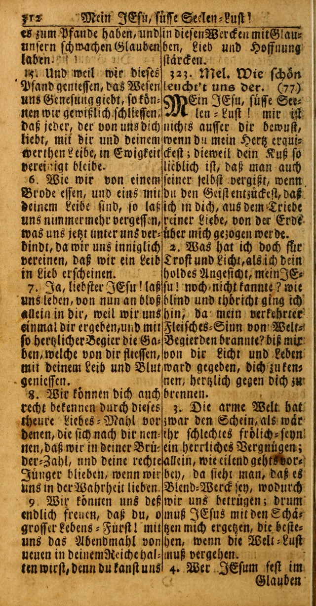 Das Kleine Davidische Psalterspiel der Kinder Zions: von alten und neuen auserlesenen Geistes-Gesängen allen wahren heuls-begierigen säuglingen der weisheit, infonderheit aber denen Gemeinden ... page 312