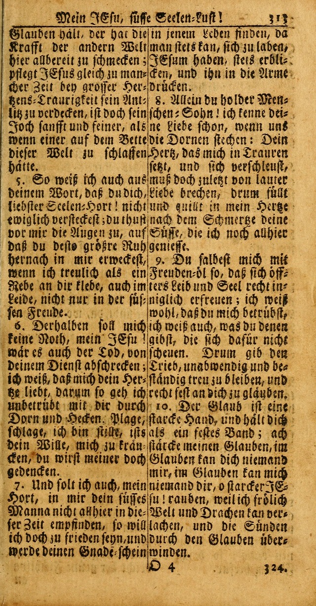 Das Kleine Davidische Psalterspiel der Kinder Zions: von alten und neuen auserlesenen Geistes-Gesängen allen wahren heuls-begierigen säuglingen der weisheit, infonderheit aber denen Gemeinden ... page 313