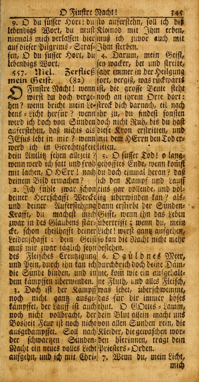 Das Kleine Davidische Psalterspiel der Kinder Zions: von alten und neuen auserlesenen Geistes-Gesängen allen wahren heuls-begierigen säuglingen der weisheit, infonderheit aber denen Gemeinden ... page 345