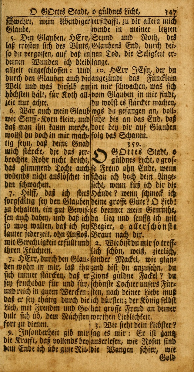 Das Kleine Davidische Psalterspiel der Kinder Zions: von alten und neuen auserlesenen Geistes-Gesängen allen wahren heuls-begierigen säuglingen der weisheit, infonderheit aber denen Gemeinden ... page 347