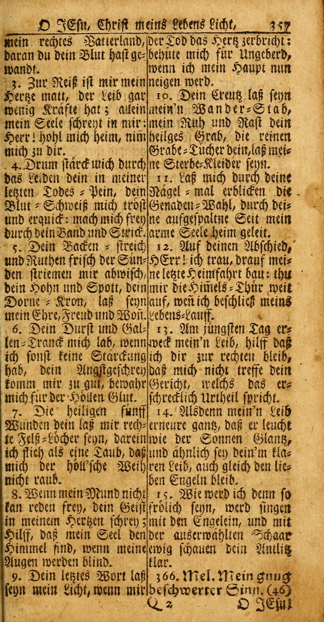 Das Kleine Davidische Psalterspiel der Kinder Zions: von alten und neuen auserlesenen Geistes-Gesängen allen wahren heuls-begierigen säuglingen der weisheit, infonderheit aber denen Gemeinden ... page 357