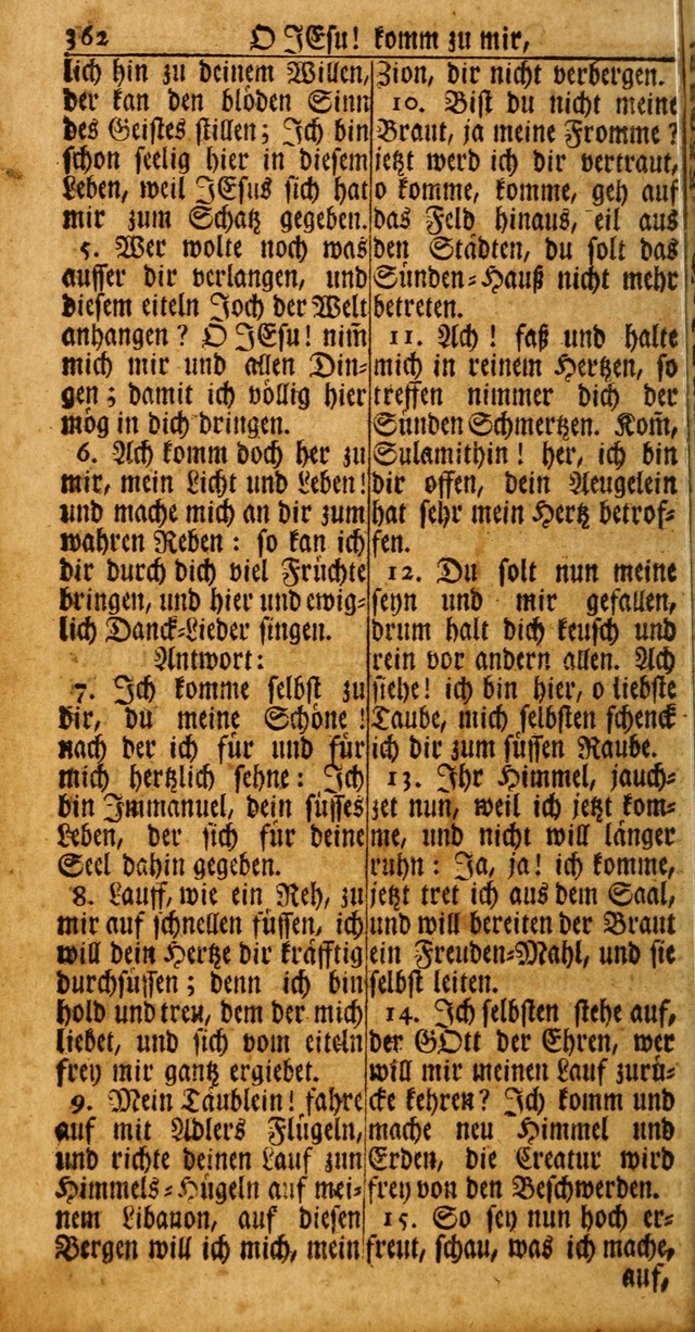 Das Kleine Davidische Psalterspiel der Kinder Zions: von alten und neuen auserlesenen Geistes-Gesängen allen wahren heuls-begierigen säuglingen der weisheit, infonderheit aber denen Gemeinden ... page 362